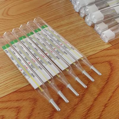 Thermomètre en verre jaune/bleu pour mesurer la température du corps humain