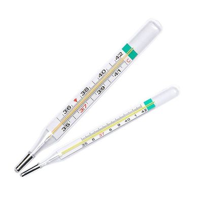 Thermomètre de verre liquide rouge médical sous les aisselles et le rectum avec support OEM personnalisé