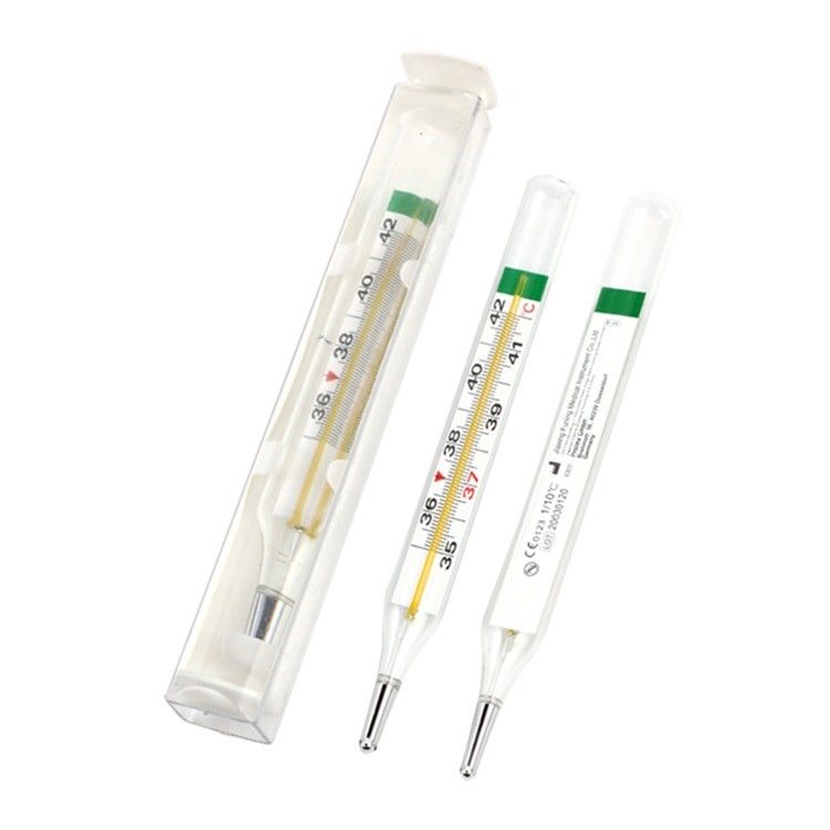 Thermomètre de verre liquide rouge médical sous les aisselles et le rectum avec support OEM personnalisé